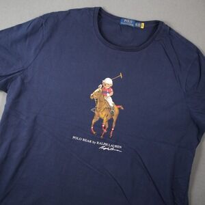 Polo Ralph Lauren Polo Bear Equestrian T-Shirt Mens XXL Navy Blue Graphic Tee